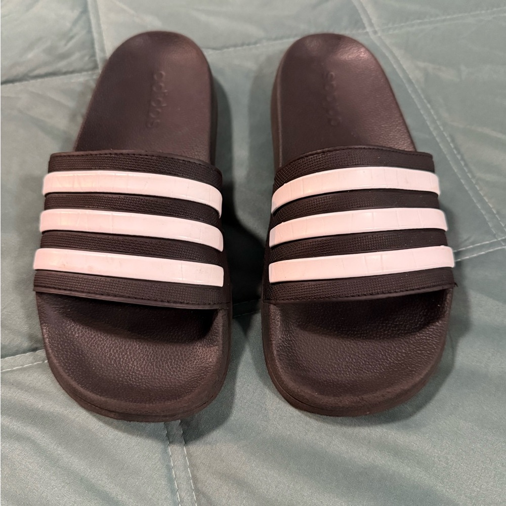 adidas Kids Black and White Slides